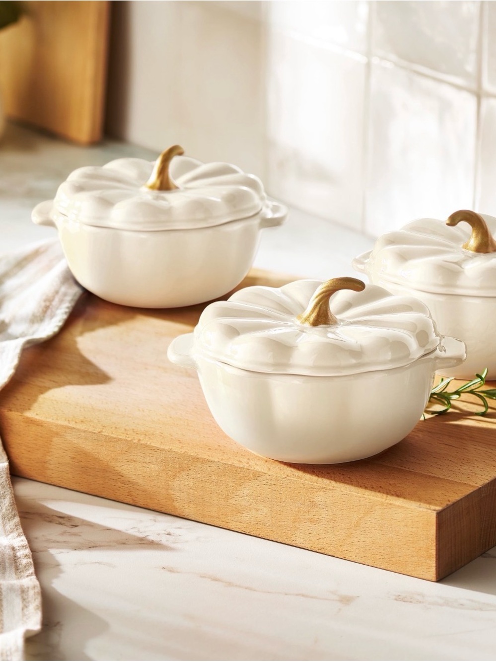The Pioneer Woman 0.5 quart Pumpkin Stoneware Mini Cocottes Set of 3